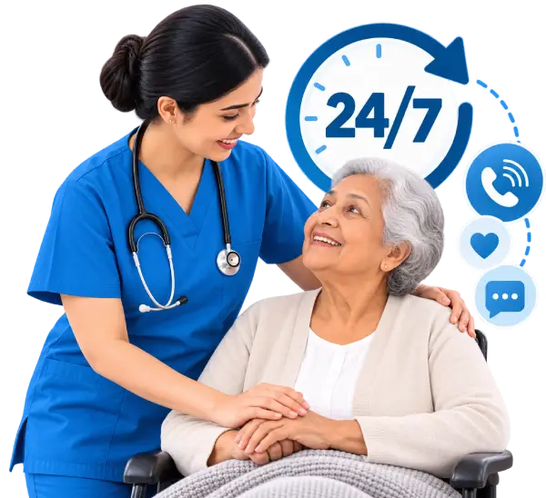 Nurse providing 24_7 care and support to a patient at home