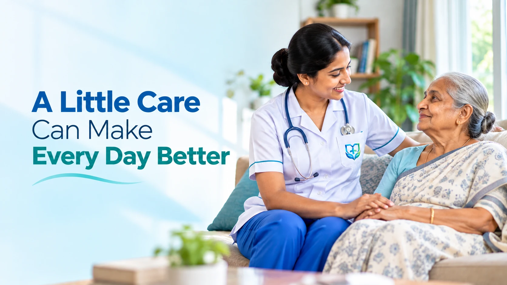 Nurse providing the best home care services in Bangalore to an elderly patient
